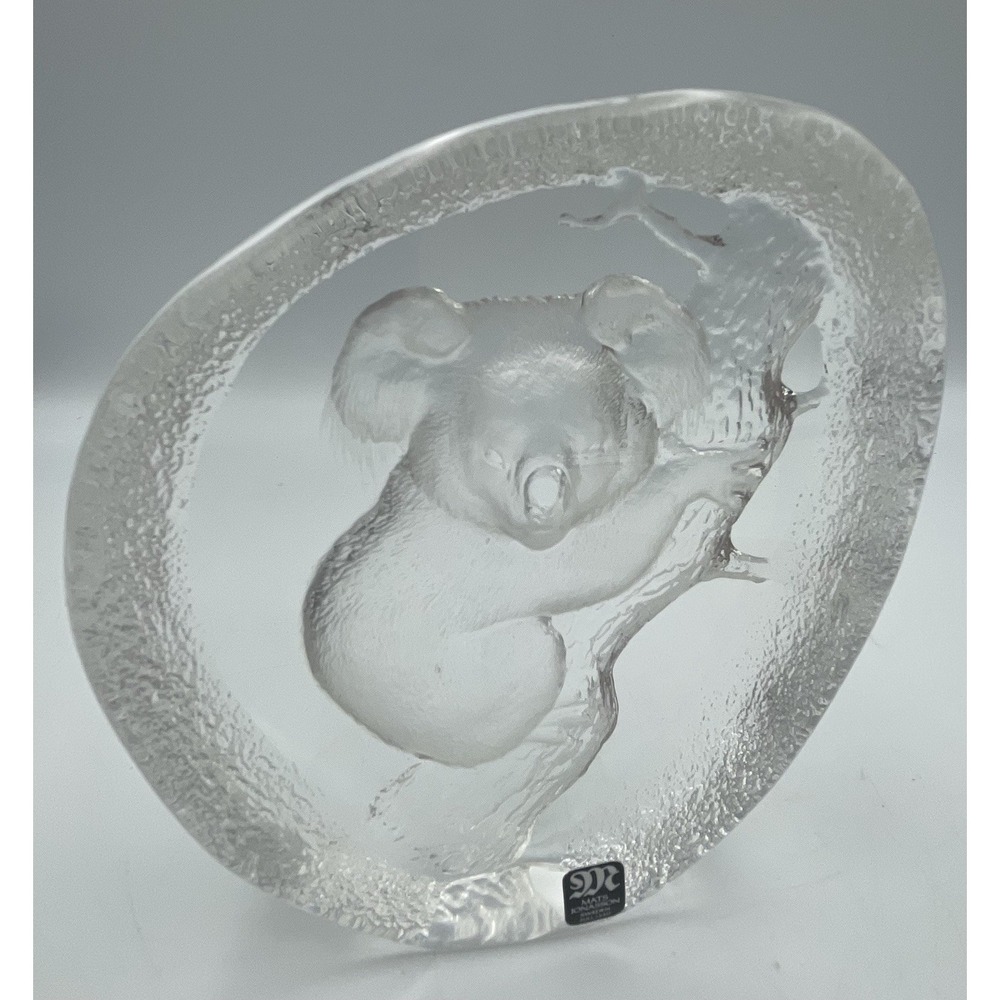 Mats Jonasson Full Lead Crystal Koala Bear Sculpture Paperweight Signed Swedish